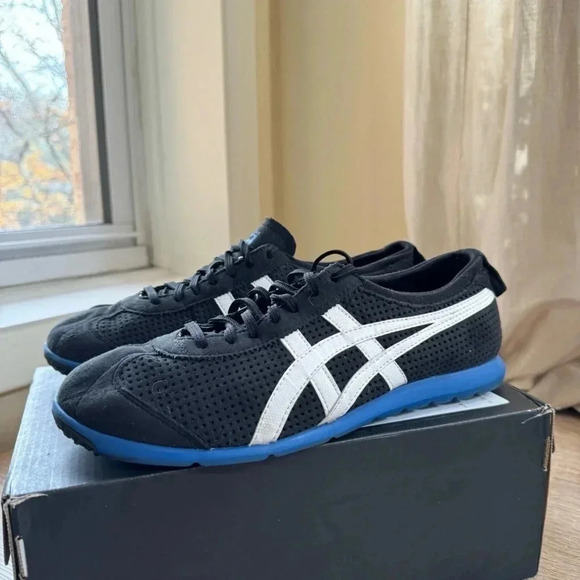 Onitsuka Tiger Rio Runner Trainers Sneaker Shoes Black Blue White Mens 9.5 - Picture 9 of 9